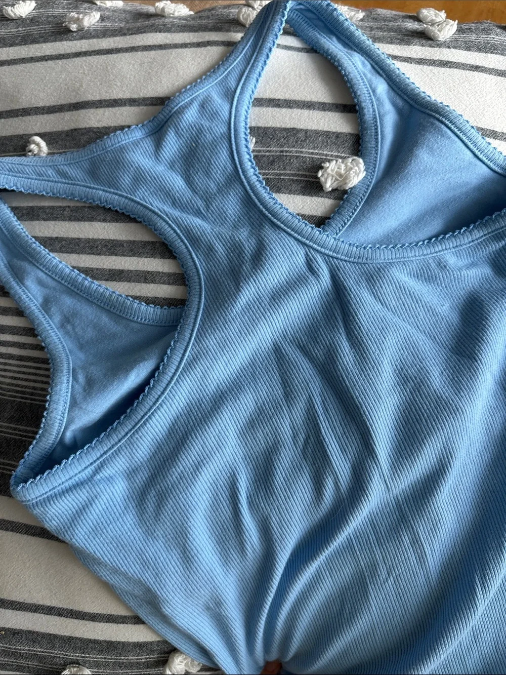 Old Navy Light Blue Ribbed Racerback Tank Top - Picture 4 of 4